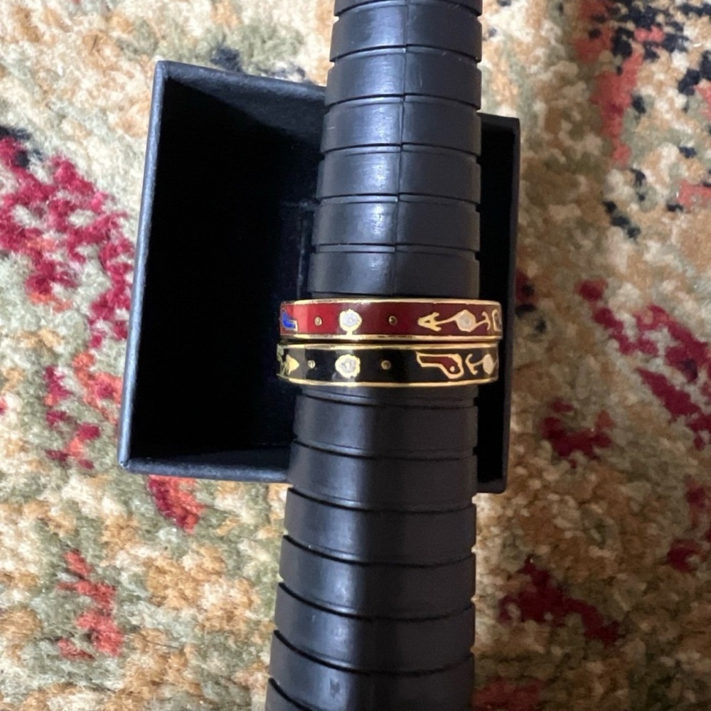 Set of 2 Vintage Cloisonné Rings - Size 9
